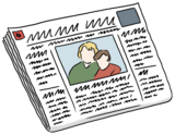 Symbolbild Zeitung. Bildnachweis: © Lebenshilfe für Menschen mit Behinderung Bremen e.V., Illustrator Stefan Albers, Atelier Fleetinsel Symbolbild Zeitung